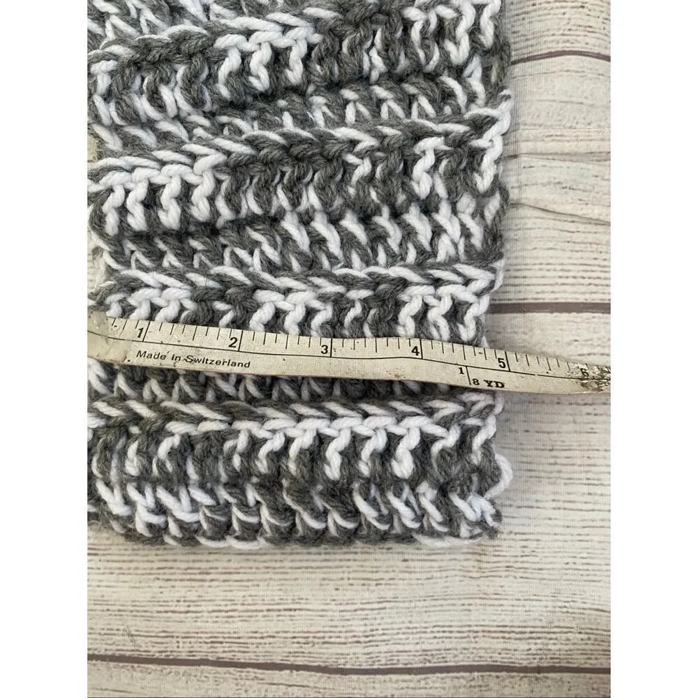 Winter knit headband 2 sizes 5” wide and 3” width grey & white